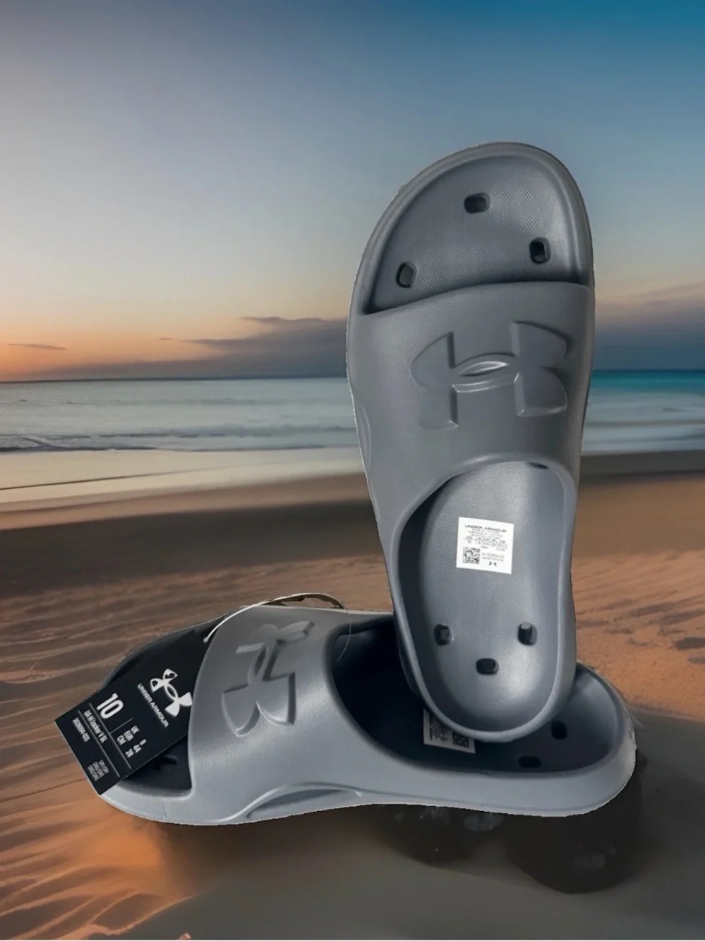 Under Armour Men's Size 10 Locker V Slide Sandals. Castlerock Grey. NWT